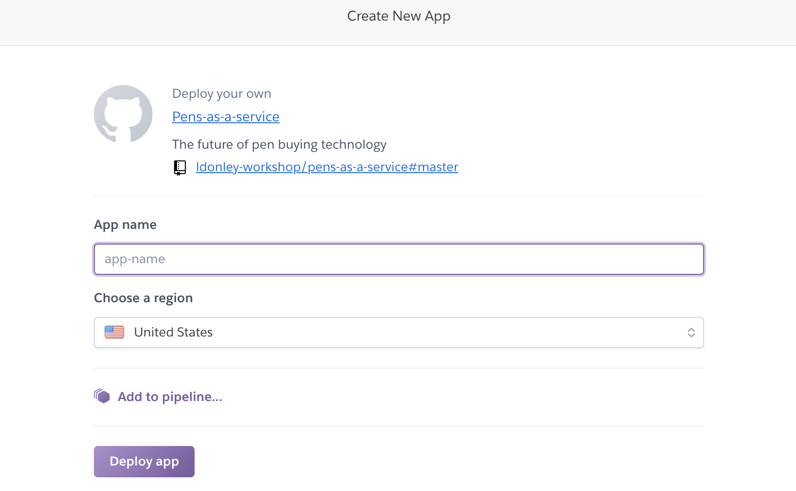 Create new Heroku app